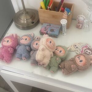 Adorable Plush Monster Dolls Set - Pink, Blue, Cream, Green, Brown LABUBU SET